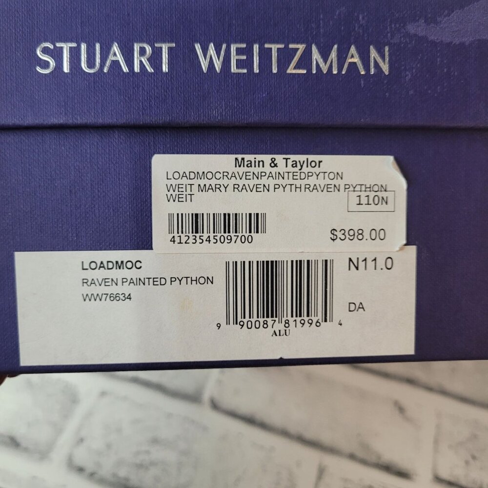 Euc Stuart Weitzman Black Painted Python Loafers … - image 8